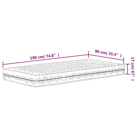 vidaXL Foam Mattress White 90x190 cm Hardness H2 H3