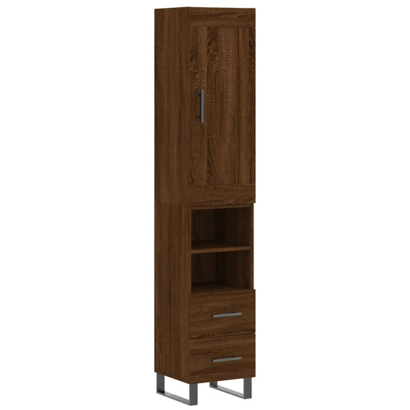 vidaXL Highboard Brown Oak 34.5x34x180 cm Engineered Wood