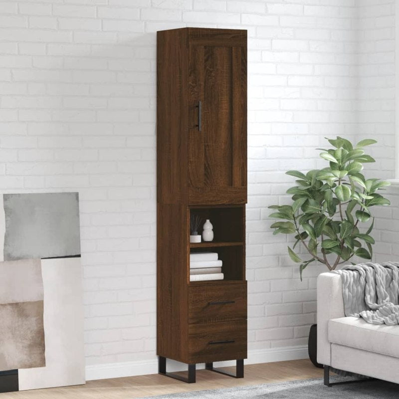 vidaXL Highboard Brown Oak 34.5x34x180 cm Engineered Wood