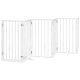 vidaXL Dog Gate with Door Foldable 6 Panels White 300 cm Poplar Wood