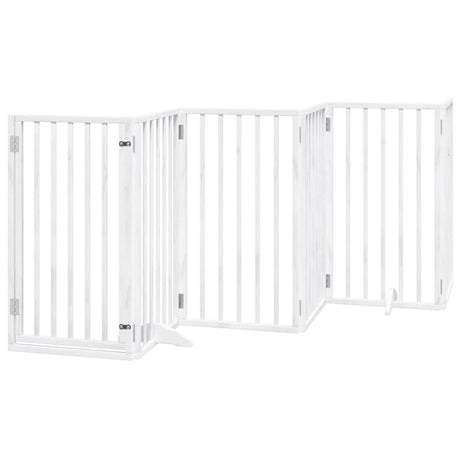 vidaXL Dog Gate with Door Foldable 6 Panels White 300 cm Poplar Wood