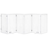 vidaXL Dog Gate with Door Foldable 6 Panels White 300 cm Poplar Wood