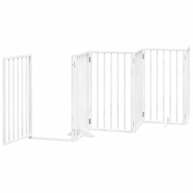 vidaXL Dog Gate with Door Foldable 6 Panels White 300 cm Poplar Wood