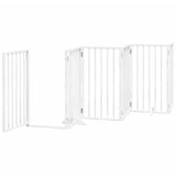 vidaXL Dog Gate with Door Foldable 6 Panels White 300 cm Poplar Wood