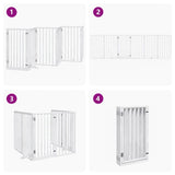 vidaXL Dog Gate with Door Foldable 6 Panels White 300 cm Poplar Wood