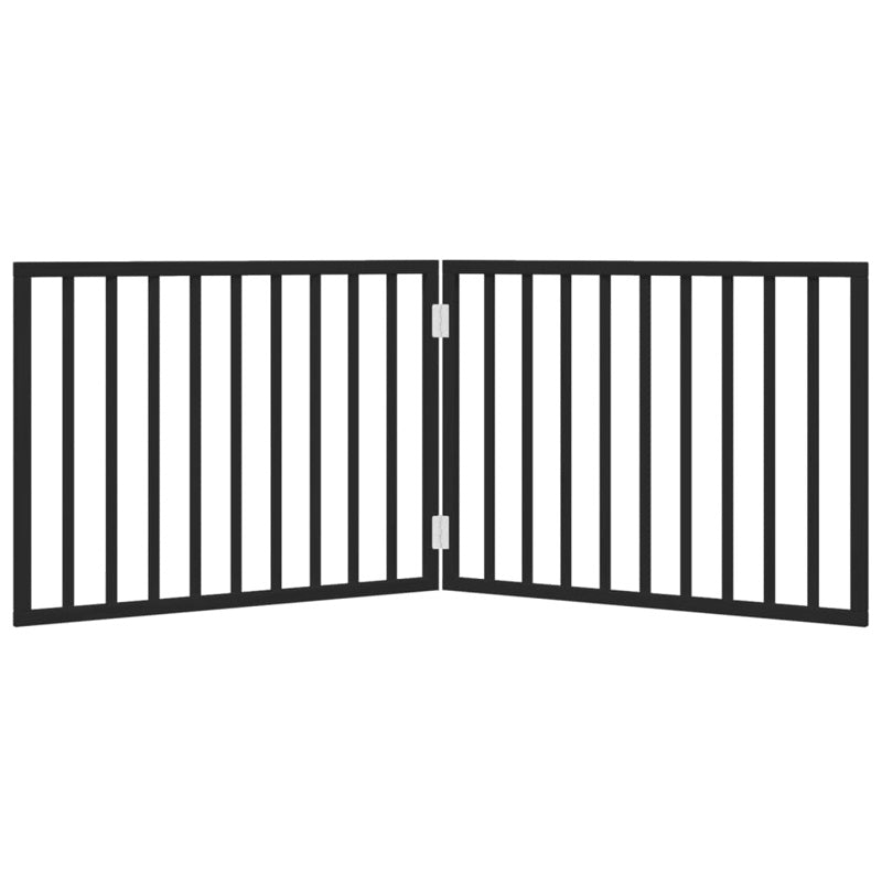 vidaXL Dog Gate Foldable 2 Panels Black 160 cm Poplar Wood