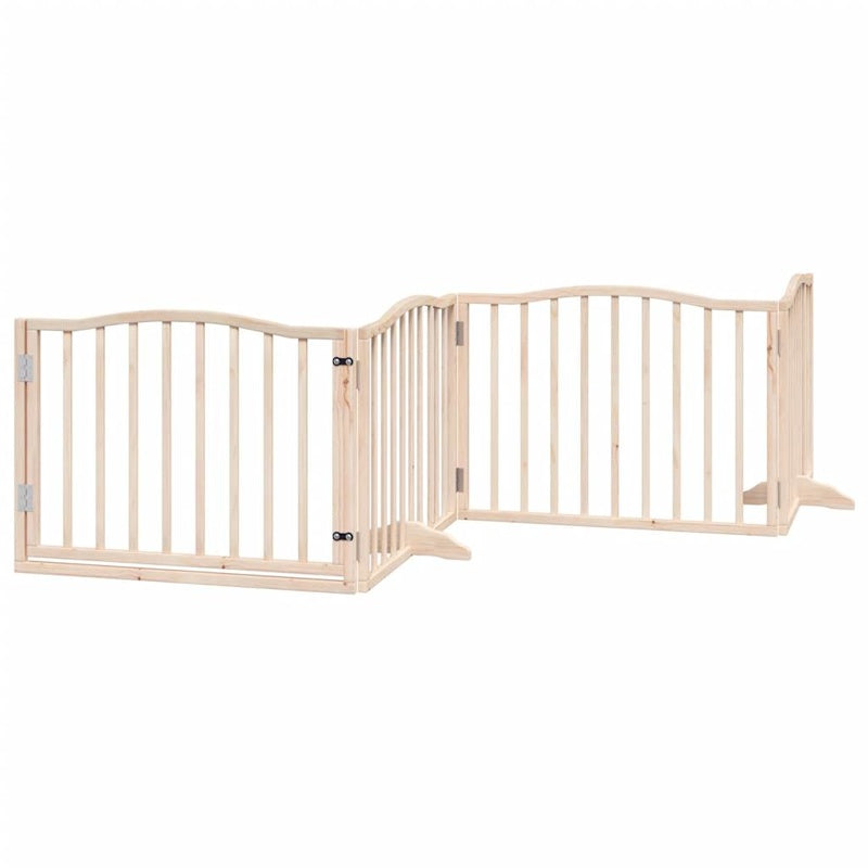 vidaXL Dog Gate with Door Foldable 4 Panels 320 cm Poplar Wood