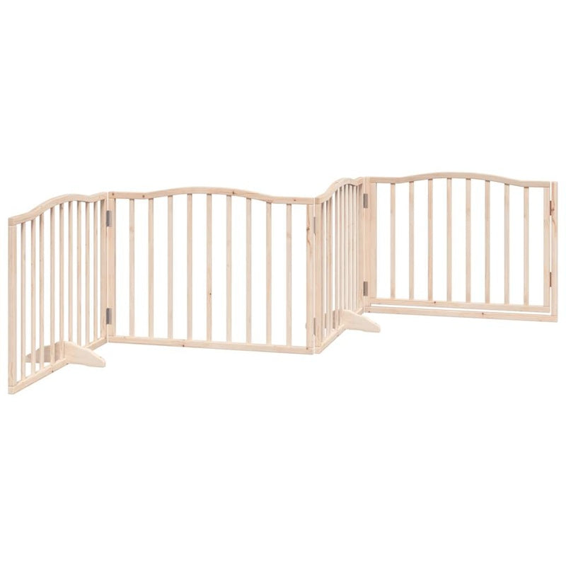 vidaXL Dog Gate with Door Foldable 4 Panels 320 cm Poplar Wood