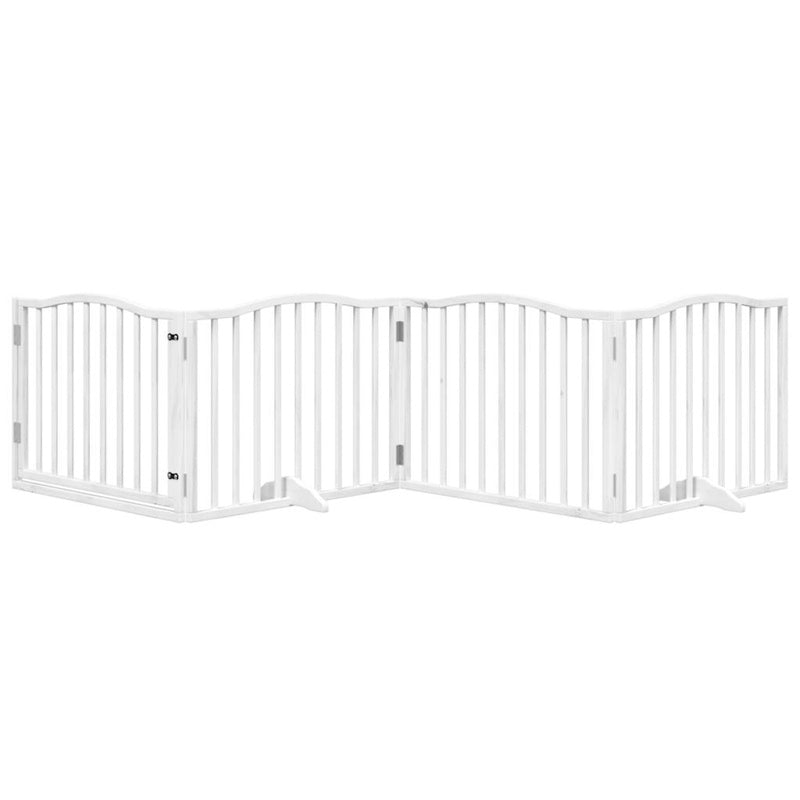 vidaXL Dog Gate with Door Foldable 4 Panels White 320 cm Poplar Wood