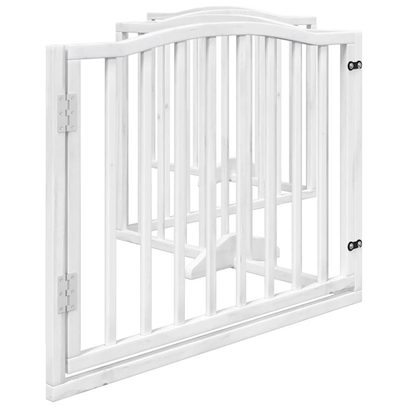 vidaXL Dog Gate with Door Foldable 4 Panels White 320 cm Poplar Wood