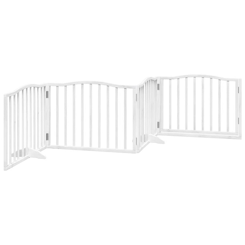 vidaXL Dog Gate with Door Foldable 4 Panels White 320 cm Poplar Wood