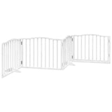 vidaXL Dog Gate with Door Foldable 4 Panels White 320 cm Poplar Wood