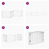 vidaXL Dog Gate with Door Foldable 4 Panels White 320 cm Poplar Wood