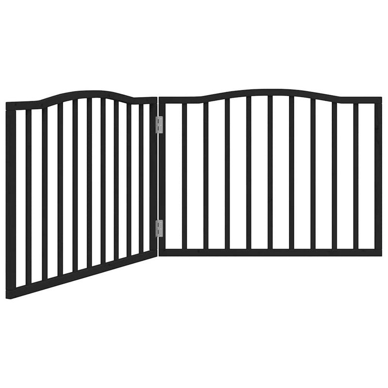 vidaXL Dog Gate Foldable 2 Panels Black 160 cm Poplar Wood