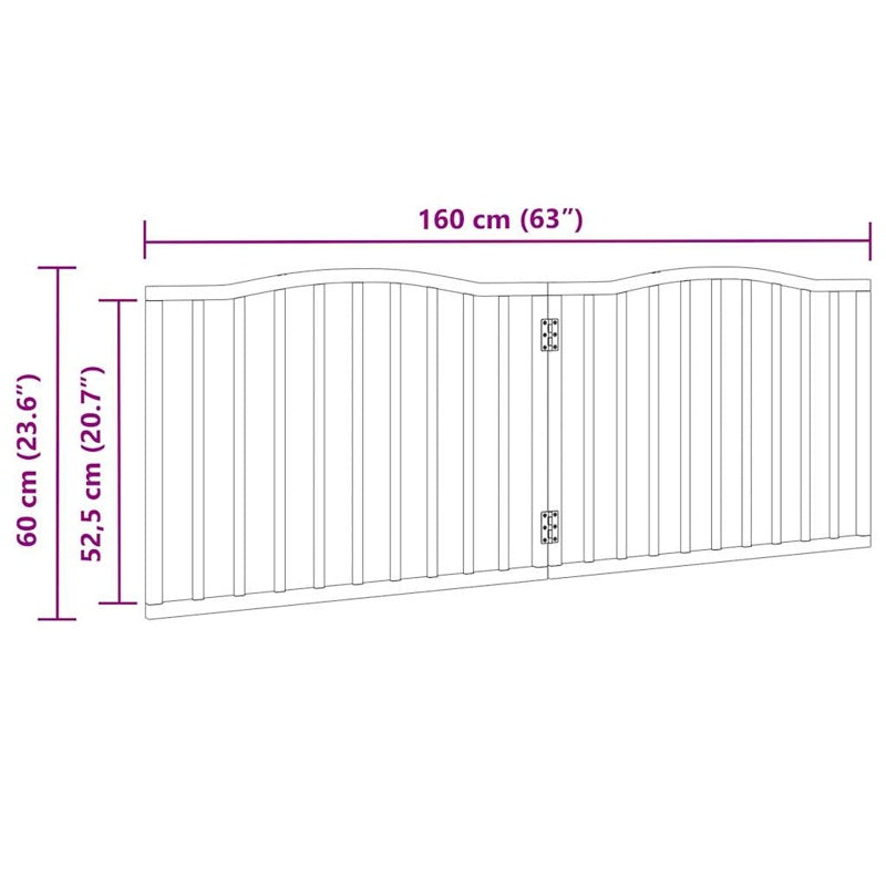 vidaXL Dog Gate Foldable 2 Panels Black 160 cm Poplar Wood