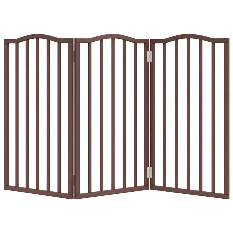 vidaXL Dog Gate Foldable 3 Panels Brown Oak 150 cm Poplar Wood