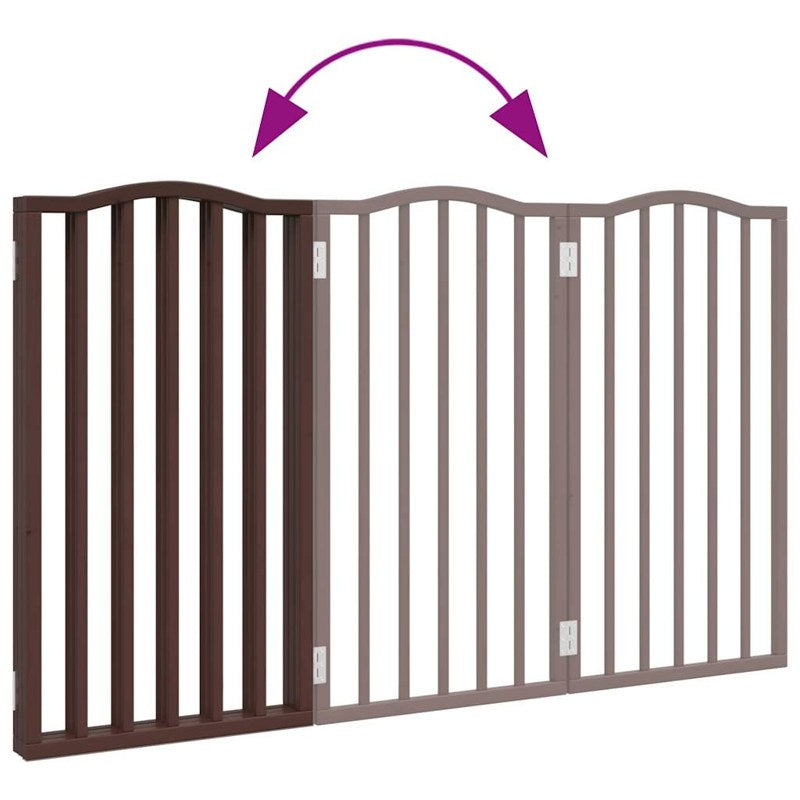 vidaXL Dog Gate Foldable 3 Panels Brown Oak 150 cm Poplar Wood