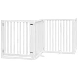 vidaXL Dog Gate with Door Foldable 4 Panels White 320 cm Poplar Wood