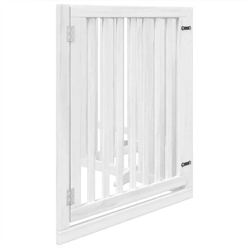 vidaXL Dog Gate with Door Foldable 4 Panels White 320 cm Poplar Wood