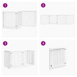 vidaXL Dog Gate with Door Foldable 4 Panels White 320 cm Poplar Wood