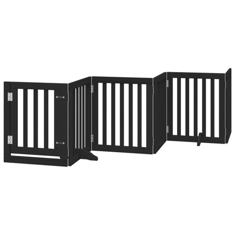 vidaXL Dog Gate with Door Foldable 6 Panels Black 300 cm Poplar Wood