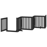 vidaXL Dog Gate with Door Foldable 6 Panels Black 300 cm Poplar Wood