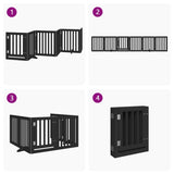 vidaXL Dog Gate with Door Foldable 6 Panels Black 300 cm Poplar Wood