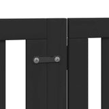 vidaXL Dog Gate with Door Foldable 6 Panels Black 300 cm Poplar Wood