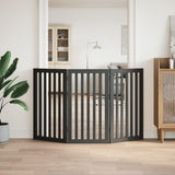 vidaXL Dog Gate Foldable 3 Panels Black 150 cm Poplar Wood