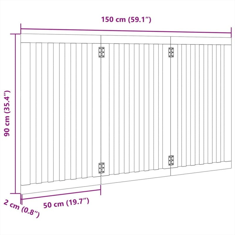 vidaXL Dog Gate Foldable 3 Panels Black 150 cm Poplar Wood