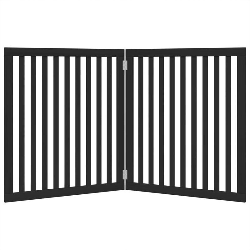 vidaXL Dog Gate Foldable 2 Panels Black 160 cm Poplar Wood