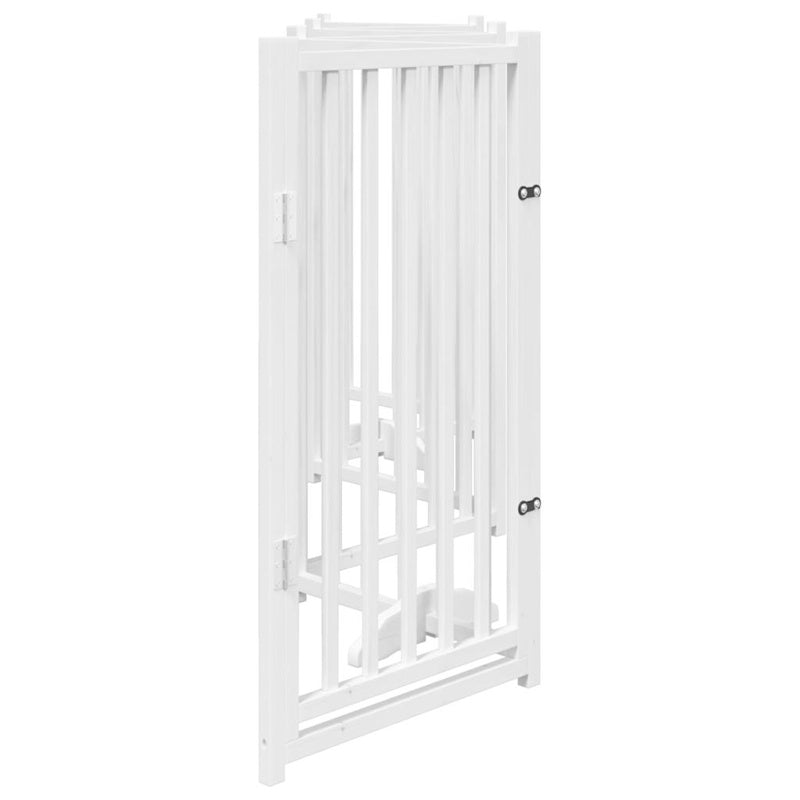 vidaXL Dog Gate with Door Foldable 6 Panels White 300 cm Solid Wood Fir