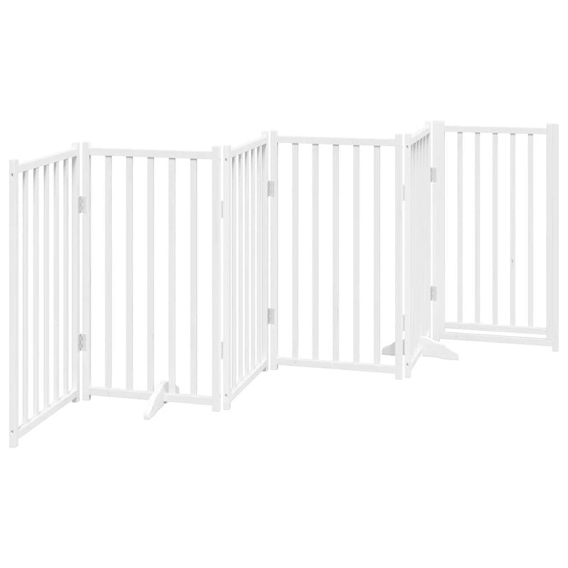 vidaXL Dog Gate with Door Foldable 6 Panels White 300 cm Solid Wood Fir