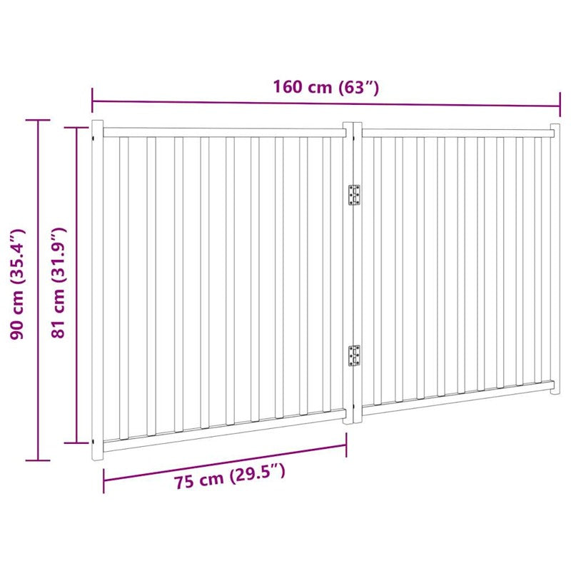 vidaXL Dog Gate Foldable 2 Panels White 160 cm Solid Wood Fir