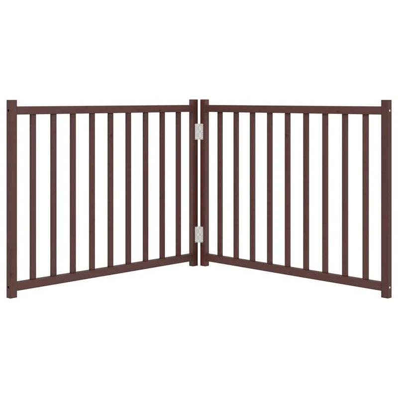 vidaXL Dog Gate Foldable 2 Panels Brown Oak 160 cm Solid Wood Fir