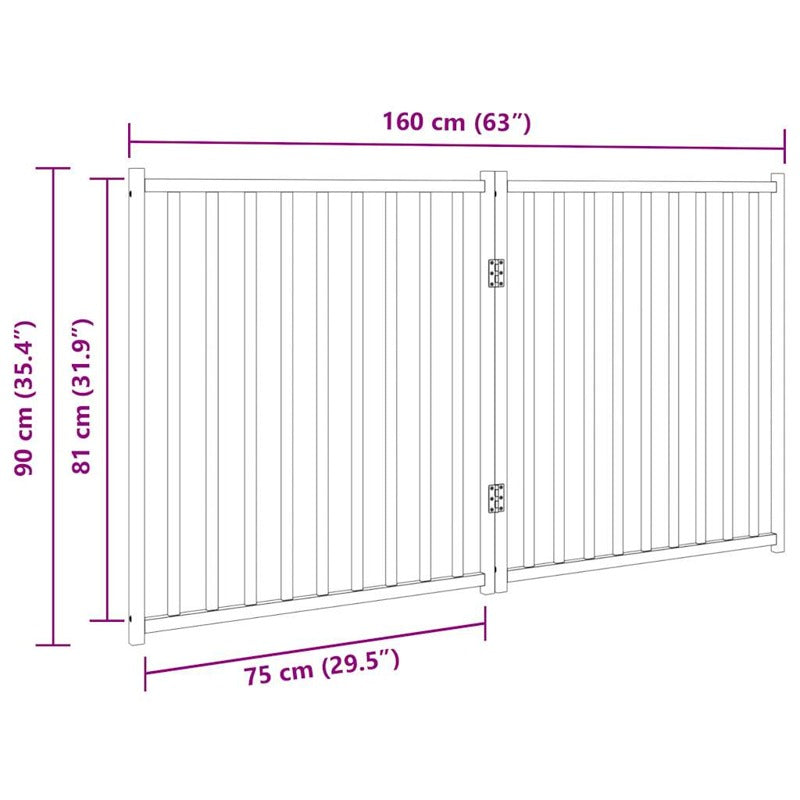 vidaXL Dog Gate Foldable 2 Panels Brown Oak 160 cm Solid Wood Fir