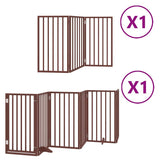 vidaXL Dog Gate with Door Foldable 9 Panels Brown 450 cm Poplar Wood