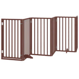 vidaXL Dog Gate with Door Foldable 9 Panels Brown 450 cm Poplar Wood