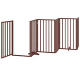 vidaXL Dog Gate with Door Foldable 9 Panels Brown 450 cm Poplar Wood