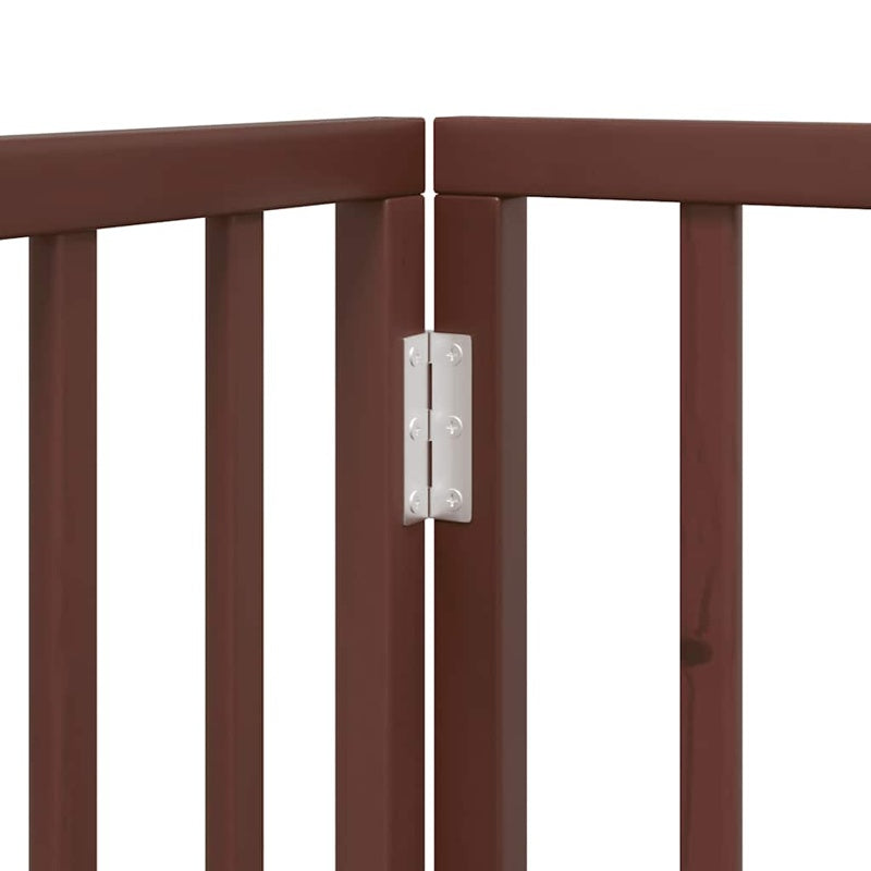 vidaXL Dog Gate with Door Foldable 9 Panels Brown 450 cm Poplar Wood