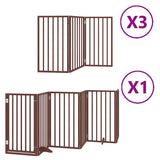 vidaXL Dog Gate with Door Foldable 15 Panels Brown 750 cm Poplar Wood