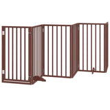 vidaXL Dog Gate with Door Foldable 15 Panels Brown 750 cm Poplar Wood