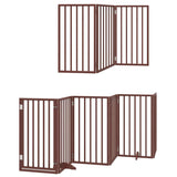 vidaXL Dog Gate with Door Foldable 15 Panels Brown 750 cm Poplar Wood