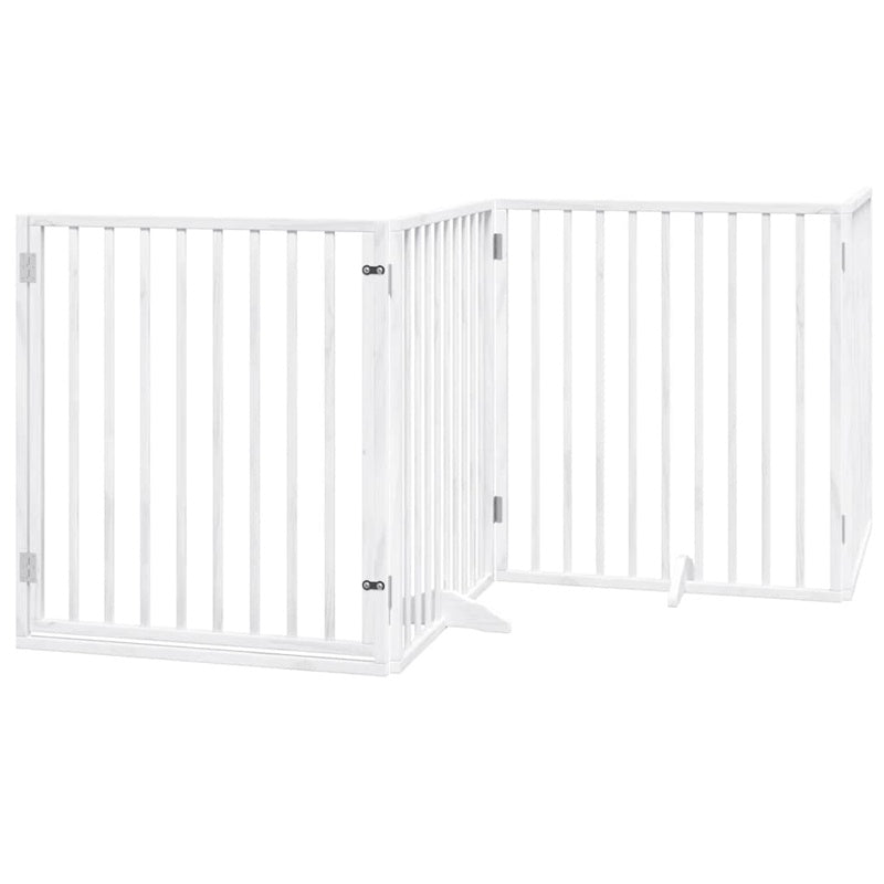 vidaXL Dog Gate with Door Foldable 6 Panels White 480 cm Poplar Wood