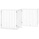 vidaXL Dog Gate with Door Foldable 6 Panels White 480 cm Poplar Wood