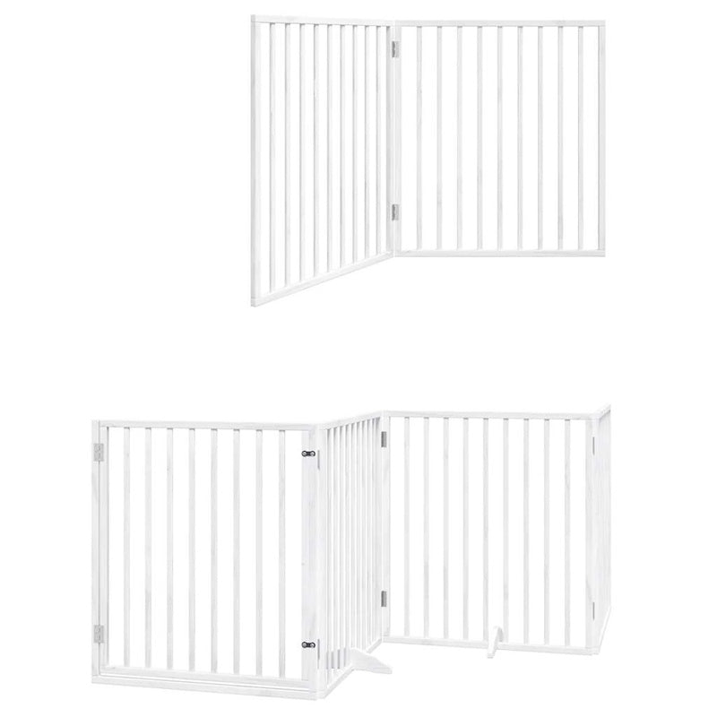 vidaXL Dog Gate with Door Foldable 6 Panels White 480 cm Poplar Wood