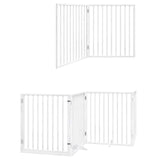 vidaXL Dog Gate with Door Foldable 6 Panels White 480 cm Poplar Wood