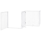 vidaXL Dog Gate with Door Foldable 6 Panels White 480 cm Poplar Wood