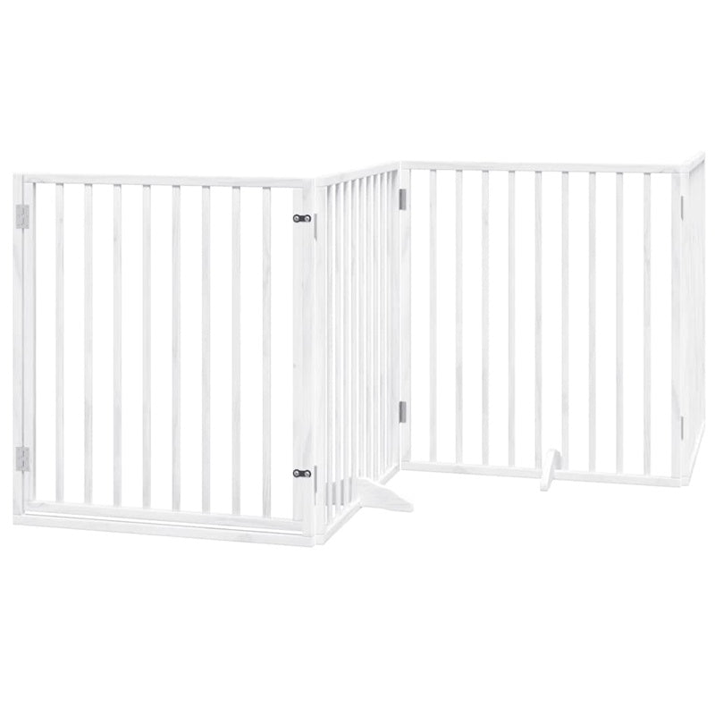 vidaXL Dog Gate with Door Foldable 10 Panels White 800 cm Poplar Wood