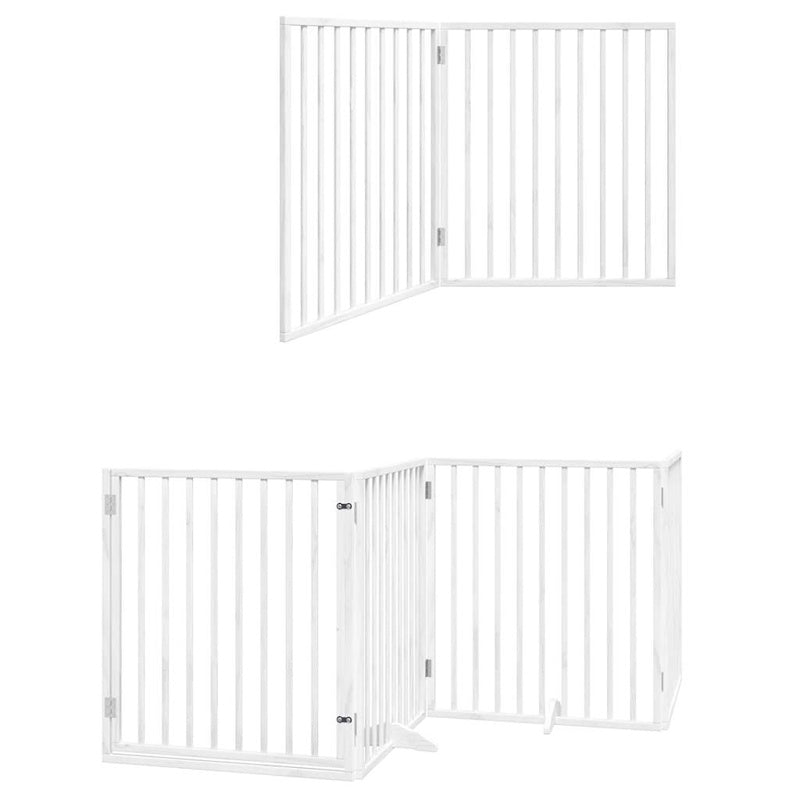 vidaXL Dog Gate with Door Foldable 10 Panels White 800 cm Poplar Wood